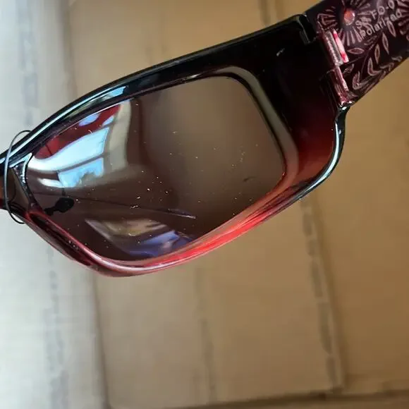 Solar Shield Fits Over Polarized Floral Ombré Sunglasses Maroon Red - Picture 7 of 10